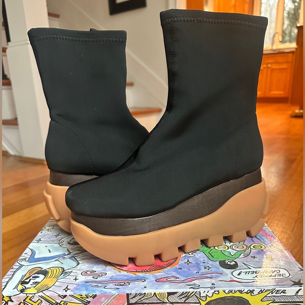 Free People Black and Tan Platform Boots
